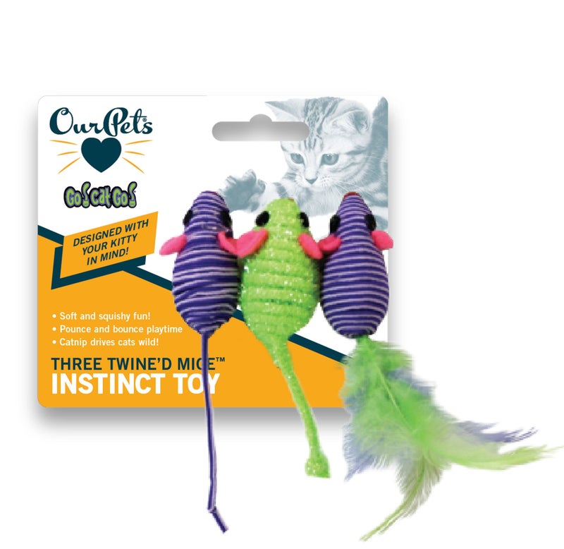 Our Pets OurPet's Three Twined Mice Catnip Toys for Indoor Cats - Image 2